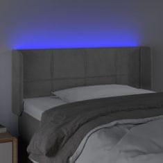 Vidaxl Čelo postele s LED bledosivé 103x16x78/88 cm zamat