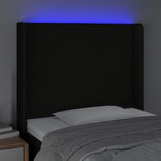 Vidaxl Čelo postele s LED čierne 83x16x118/128 cm látka