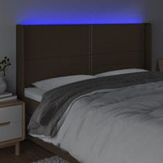 Vidaxl Čelo postele s LED tmavohendé 183x16x118/128 cm látka