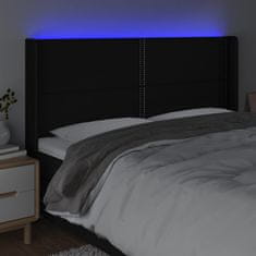 Vidaxl Čelo postele s LED čierne 163x16x118/128 cm látka