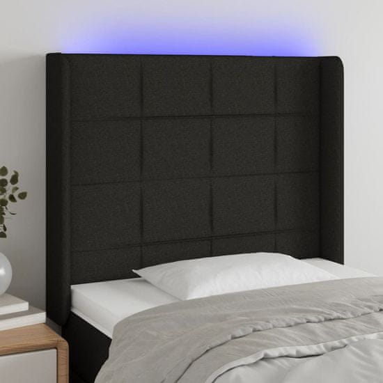 Vidaxl Čelo postele s LED čierne 103x16x118/128 cm látka