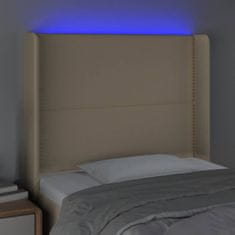 Vidaxl Čelo postele s LED krémové 103x16x118/128 cm látka