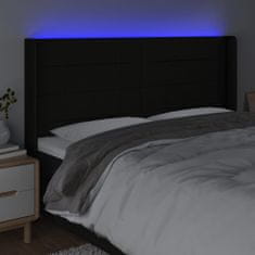 Vidaxl Čelo postele s LED čierne 163x16x118/128 cm látka