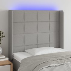 Vidaxl Čelo postele s LED bledosivé 103x16x118/128 cm látka