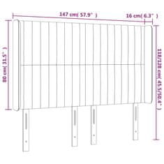 Vidaxl Čelo postele s LED modré 147x16x118/128 cm látka