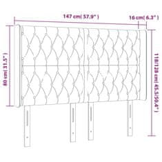 Vidaxl Čelo postele s LED krémové 147x16x118/128 cm látka