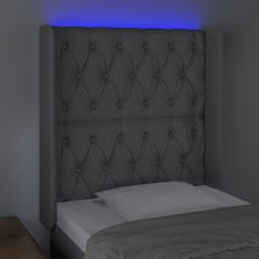 Vidaxl Čelo postele s LED bledosivé 83x16x118/128 cm látka