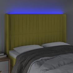 Vidaxl Čelo postele s LED zelené 147x16x118/128 cm látka