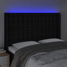 Vidaxl Čelo postele s LED čierne 147x16x118/128 cm látka