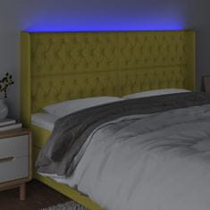 Vidaxl Čelo postele s LED zelené 183x16x118/128 cm látka