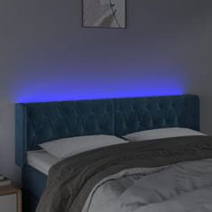 Vidaxl Čelo postele s LED tmavomodré 163x16x78/88 cm zamat