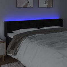 Vidaxl Čelo postele s LED čierne 183x16x78/88 cm zamat