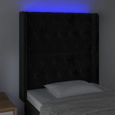 Vidaxl Čelo postele s LED čierne 83x16x118/128 cm zamat