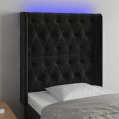 Vidaxl Čelo postele s LED čierne 83x16x118/128 cm zamat