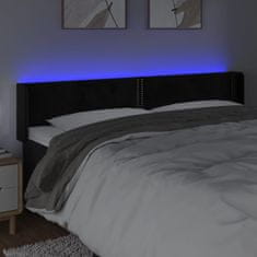 Vidaxl Čelo postele s LED čierne 183x16x78/88 cm zamat