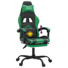 Petromila vidaXL Otočná herná stolička s podnožkou čierna a zelená umelá koža