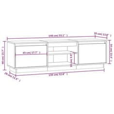 Vidaxl TV stolík biely 140x35x40 cm masívna borovica