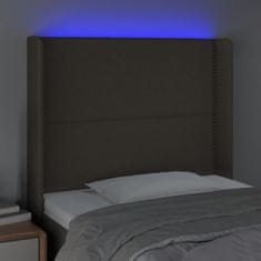 Vidaxl Čelo postele s LED sivohnedé 93x16x118/128 cm látka