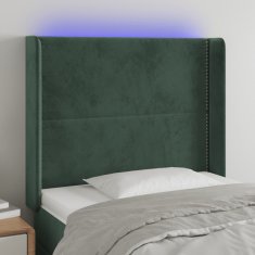 Vidaxl Čelo postele s LED tmavozelené 93x16x118/128 cm zamat