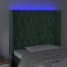 Vidaxl Čelo postele s LED tmavozelené 103x16x118/128 cm zamat