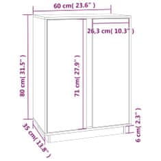 Vidaxl Komoda biela 60x35x80 cm borovicový masív