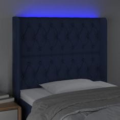 Vidaxl Čelo postele s LED modré 103x16x118/128 cm látka