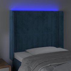 Vidaxl Čelo postele s LED tmavomodré 93x16x118/128 cm zamat