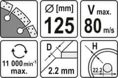 YATO Kotúč rezný diamantový 125 x 22,2 x 2,2 mm