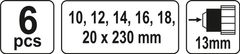 YATO Sada hadovitých vrtákov do dreva 10,12,14,16,18,20 dĺžka 230mm