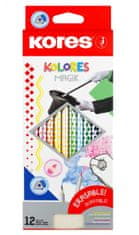 KORES Kolores Magic trojhranné pastelky - gumovateľné 12 farieb