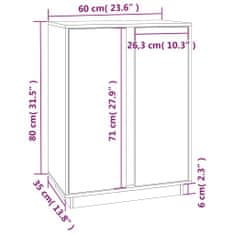 Petromila vidaXL Komoda medovohnedá 60x35x80 cm borovicový masív