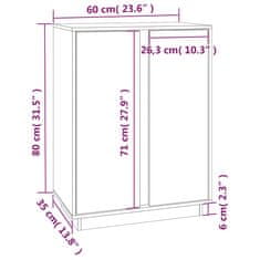 Petromila vidaXL Komoda čierna 60x35x80 cm borovicový masív