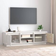 Vidaxl TV stolík biely 140x35x40 cm masívna borovica