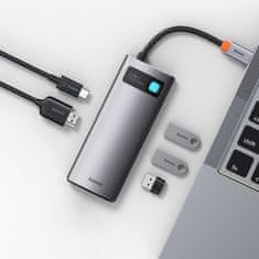 BASEUS multifunkční HUB Metal Gleam saries 5v1 - USB-C PD 100W, 3xUSB 3.0, HDMI, šedá