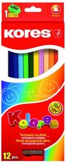 KORES Trojhranné pastelky KOLORES 3 mm s strúhadlom 12 farieb