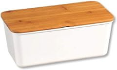 Kesper Úložný box na chléb s prkénkem z bamusu, bílý, 36 x 20 x 14 cm