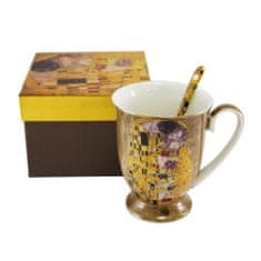 Home Elements  Porcelánový hrnček s lyžičkou 280 ml, Klimt Bozk zlatý