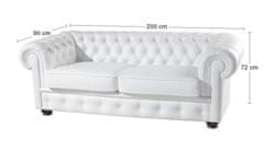 Pyka Kožená trojsedačka Chesterfield - wenge / biela (White snow)