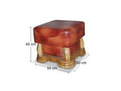 Pyka Kožená taburetka Cheverny - drevo D3 / hnedá (S41)