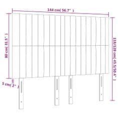 Vidaxl Čelo postele s LED bledosivé 147x16x118/128 cm látka