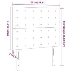 shumee Čelo postele s LED bledosivé 100x5x118/128 cm zamat