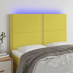 Vidaxl Čelo postele s LED zelené 144x5x118/128 cm látka