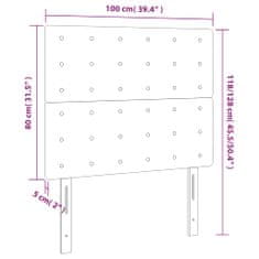 shumee Čelo postele s LED tmavosivé 100x5x118/128 cm zamat