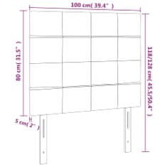 shumee Čelo postele s LED bledosivé 100x7x118/128 cm látka