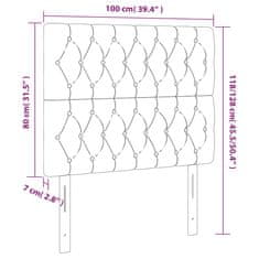 Vidaxl Čelo postele s LED bledosivé 100x7x118/128 cm látka