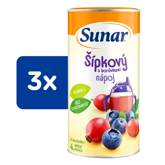 Sunar rozpustný nápoj šípkový s čučoriedkami 3 x 200 g