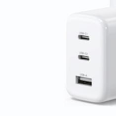 Ugreen CD275 sieťová nabíjačka USB / 2x USB-C 65W PD QC, biela