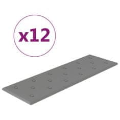 Vidaxl Nástenné panely 12 ks sivé 90x30 cm umelá koža 3,24 m²