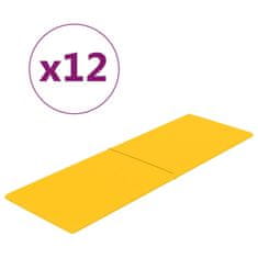 Vidaxl Nástenné panely 12 ks žlté 90x30 cm zamat 3,24 m²