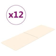 Vidaxl Nástenné panely 12 ks krémové 90x30 cm zamat 3,24 m²